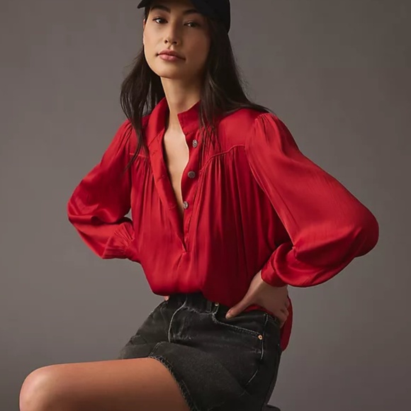 Anthropologie shimmer satin blouse - Picture 1 of 6